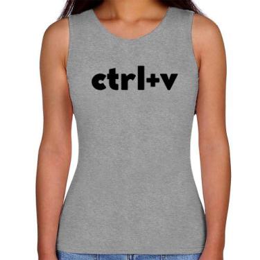 Imagem de Regata Feminina Ctrl+V - Foca na Moda, Cinza, GG