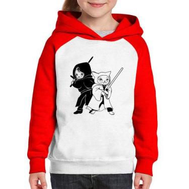 Imagem de Moletom Infantil Gatos Jedi - Foca na Moda, Branco, Vermelho, 8
