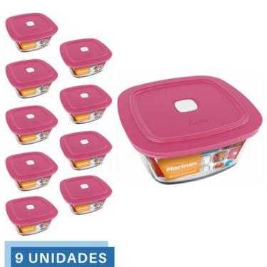 Imagem de 9 Potes Vidro Facilita Quadrado Marmita 500Ml Marinex - NADIR FIGUEREI