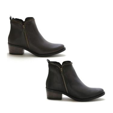 Imagem de Kit 2 Pares Bota Feminina Bredeni Com Ziper Cano Baixo, 37, Preto, Mar