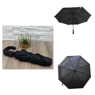 Imagem de Mini Guarda Chuva Masculino Dobrável: Cabo Gancho Abertura Automática 