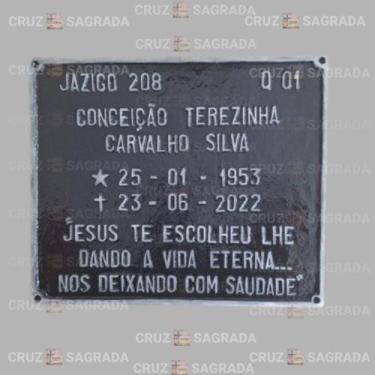 Imagem de Placa em Alumínio Túmulo Jazigo Lápide Cemitério para 1 Pessoa com Men