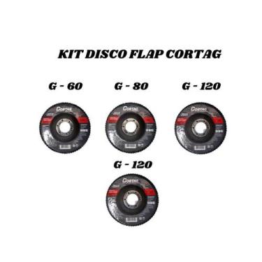 Imagem de Kit 4 discos flap g-60+g-80+g-120+g-120 - Cortag