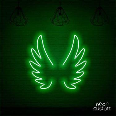 Imagem de luminaria letreiro Neon Led Asas Anjinho 120x120 luminoso decoração p/