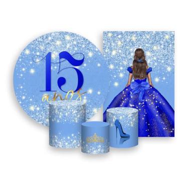 Imagem de Kit 2 Painéis De Festa + Trio De Capas Cilindro - Princesa 15 Anos Efe