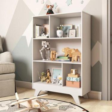 Imagem de Estante Retro em MDF 5 Nichos Móveis Peroba Branco