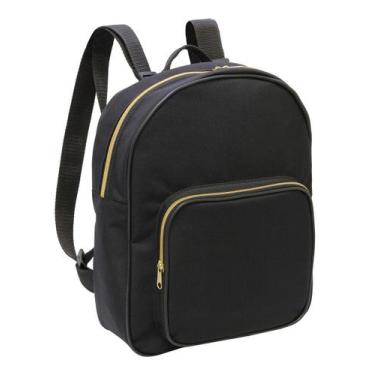 Imagem de Bolsa-mochila em tecido natural preto com ziper dourado ls bm3169 - LS