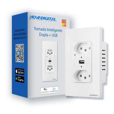 Imagem de Tomada Inteligente Wi-fi Dupla Usb Tuya Novadigital