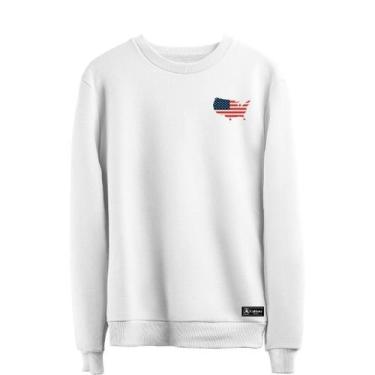 Imagem de Blusão Moletom Eua Masculino e Feminino Personalizado sem Capuz gola R