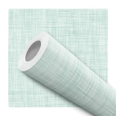 Imagem de Papel De Parede Adesivo Lavável Linho Verde Água Quarto Cozinha Entrad