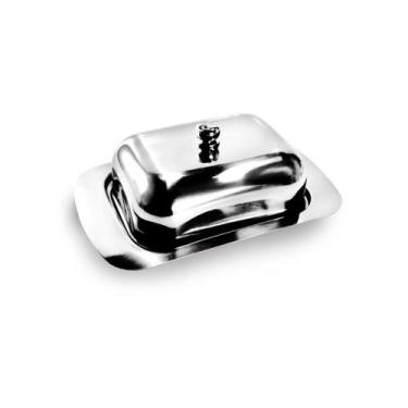 Imagem de Porta Manteiga Aço Inox Retangular Com Tampa Para Mesa Cafe da manhã H