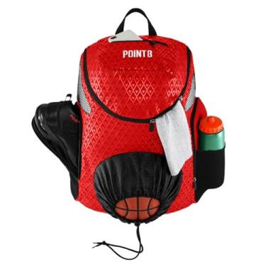 Imagem de Mochila de basquete Point 3 Road Trip 2.0 com bola e armazenamento de sapatos (vermelha)