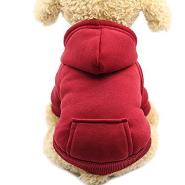 Imagem de Idepet Roupas de cachorro para cães de estimação roupas de cachorro para cães pequenos roupas chihuahua casaco quente jaqueta outono roupas de cachorro gatos roupas de cães (GG, vinho)