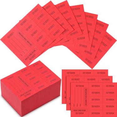 Imagem de Kosiz 300 folhas de sorteio de bilhetes para sorteio contêm este stub bilhetes de leilão chinês cesta bilhetes de sorteio para eventos silenciosos Prêmio escolar sala de aula (vermelho, 10 lances)