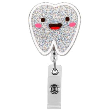 Imagem de Dimeho Carretel de crachá de enfermeira retrátil brilhante acrílico para cartão de identificação de enfermagem clipe de jacaré bonito com glitter giratório para RN Obstetrícia, odontologia, pediatria,