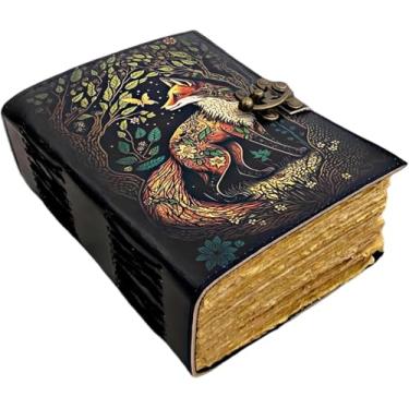 Imagem de SH SHIFAA HANDICRAFT Fox Leather Journal Book of Shadows Notebook Handmade Daily Notepads for Men & Women Blank Paper 7x5 Inches - Best Gift for Art Sketchbook & Notebook (Fox Print 400 Pages)