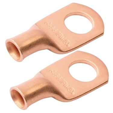 Imagem de Selterm 8 AWG 5/16" (almofada larga) (2 peças.) UL, terminais de cabo de bateria, ilhós de cobre nu, conectores de terminal de anel tubular [B7]