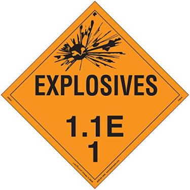 Imagem de Labelmaster Placa perigosa PSR44 Explosive Class 1.1 E, vinil removível (pacote com 25)