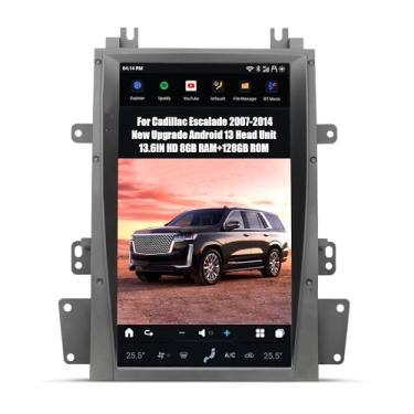 Imagem de AUCARAUTO Unidade de cabeça de rádio de carro Android 13 para Cadillac Escalade 2007-2014, reprodutor de vídeo estéreo multimídia veicular estilo T de 13,6 polegadas, navegação GPS - 8 + 128 GB