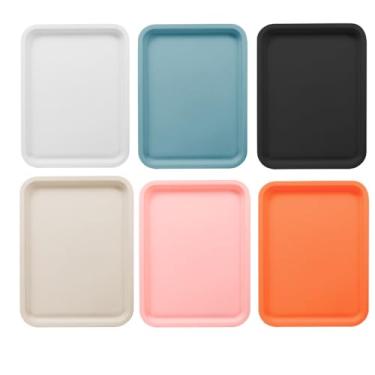 Imagem de Bandejas retangulares de plástico, bandejas coloridas de fast food a granel, bandeja organizadora de projetos de artesanato de 35,5 x 25,4 cm para café, cozinha, restaurante, faça você mesmo