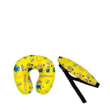 Imagem de Kit Almofada de pescoço + Faixa Apoio Suporte Cabeça de Bebê Cadeirinha Carro (Kit Minions)