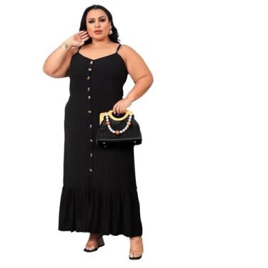Imagem de Vestido Feminino Verão Plus Size Soltinho Estampado Barato Midi Floral