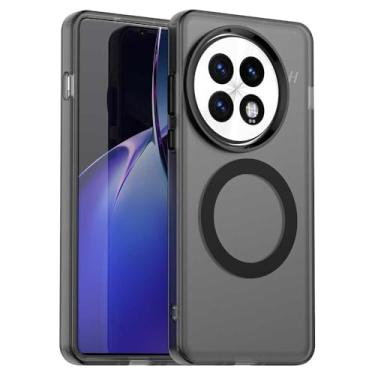 Imagem de Pzwoxukhov Capa compatível com OnePlus 13, suporta carregamento sem fio, capa magnética à prova de choque, compatível com OnePlus 13 capa preta