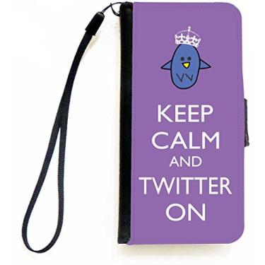 Imagem de Rikki Knight Capa carteira flip Keep Calm and Twitter On violeta com aba magnética para Apple iPhone 5c