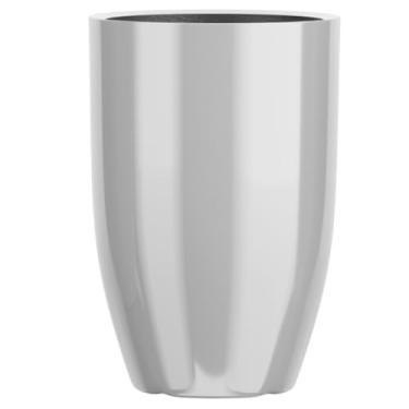 Imagem de Vaso De Planta Fibra De Vidro 75cm Grande Boca Larga Decorativo (Prata)