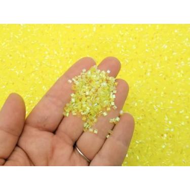 Imagem de Zoe Creative Miçangas neon fluorescentes brilhantes brilhantes neon crocantes para slime crocante (RFS), contas de palha iridescentes, glitter 3D, fornecimento de geleca (amarelo neon, saco de 50