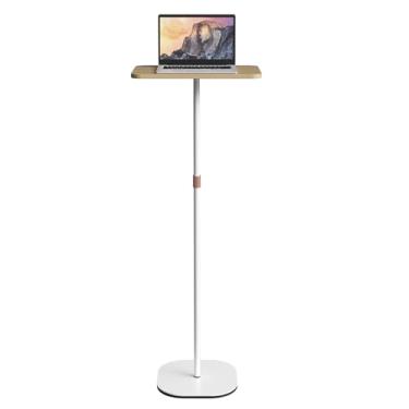 Imagem de Suporte de chão portátil para laptop, suporte de pódio portátil com altura ajustável de 45 a 119 cm, elegante mesa móvel para escritório, sala de reuniões, sala de estar