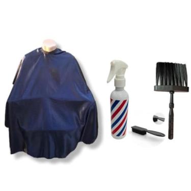 Imagem de Kit Barbeiro Capa Para Corte Espanador Borrifador Escovinha - Leste Ca