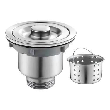 Imagem de Válvula Pia Cozinha 4 1/2 Aço Inox 304 Com Cesto Removível Ralo Prata - Brinovar