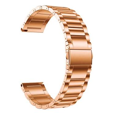 Imagem de Anrir Pulseiras femininas Garmin Vivoactive 4S de aço inoxidável de 18 mm para Garmin Venu 2S/Forerunner 255s/255s Music/Vivomove 3S de 39 mm, Fossil Gen 6/5E 42 mm/Gen 4 Q Venture HR - ouro rosa