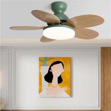 Imagem de Ventilador de teto com iluminação LED de estilo moderno nórdico, simples, ideal para sala de estar, restaurante,quarto e quarto infantil(1 unidade) (Estilo 17)