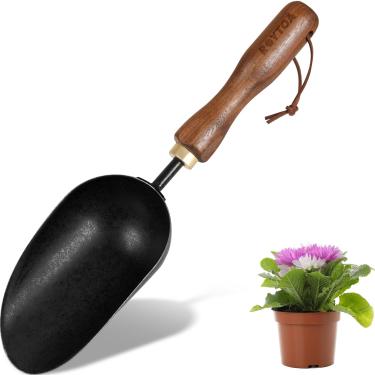 Imagem de ROYTOA Colher de solo, espátula de jardim com alça ergonômica de nogueira, pá de mão pequena para transplante, escavação e cultivo