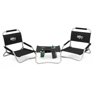 Imagem de #WEJOY Conjunto de 2 cadeiras de praia e mesa dobráveis para adultos, cadeira de praia leve com bolsa de transporte para uso ao ar livre, gramado, acampamento, piquenique, azul, conjunto de cadeiras