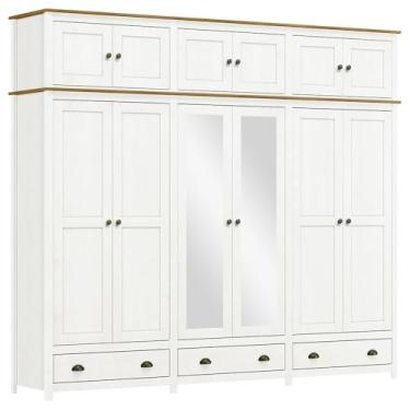 Imagem de Guarda Roupa 12P 3G Espelho Madeira Maciça 261 cm 9134 Branco Freijo Milani Store