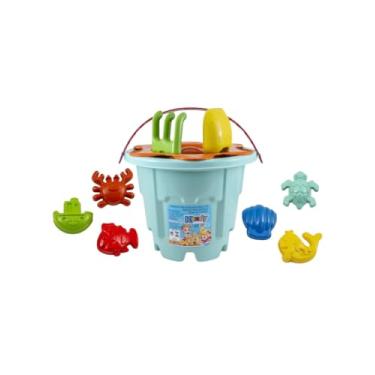 Imagem de Baldinho De Praia Cores Sortidas Contém Um Baldinho Uma Peneira Um Rastelo Uma Pá E Seis Forminhas Sortidas Tamanho GG