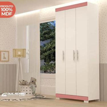 Imagem de Roupeiro infantil 100% MDF 3 Portas 2 Gavetas internas Azul com Branco