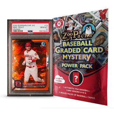 Imagem de Mike Trout PSA Graded Card Mystery Power Pack - 1 PSA Graded Mike Trout Card and 2 Packs of Cards Per Pack - Amazon Exclusive