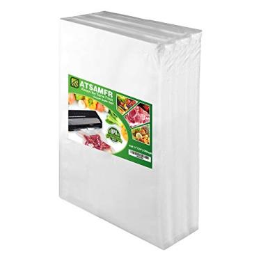 Imagem de ATSAMFR – Sacos de selagem a vácuo para economia de alimentos sem BPA, resistentes, ótimos para armazenamento a vácuo ou para cozimento Sous Vide, Branco, (100 Count) 11''x20''