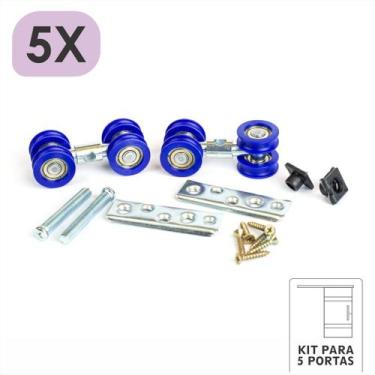 Imagem de Kit 5 Jogos Roldana Porta Correr 4 Roda Concava Com Rolamento 28mm 100