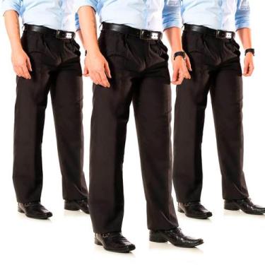 Imagem de Kit 3 Calças Social Masculina Tradicional Oxford - SUPER, Preto, 48
