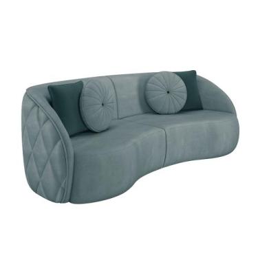 Imagem de Sofá 3 Lugares Para Sala Living Olimpo 240 cm M03 Veludo Azul Claro - 