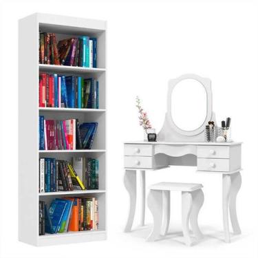 Imagem de Penteadeira Com Banqueta Princesa com Livreiro Encanto Patrimar Branco