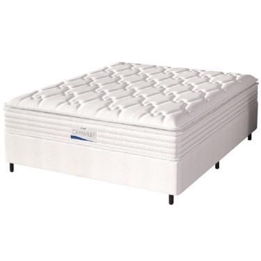 Imagem de Cama Box Casal Queen Colchão Molas Ensacadas Granville Com Pillow Probel 158x198x66cm Branco