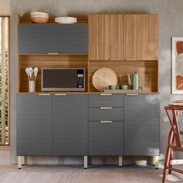 Imagem de Cozinha Compacta 7 Portas 2 Gavetas com Tampo Pitaya Demóbile