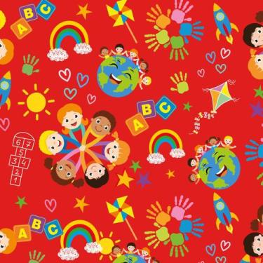 Imagem de Bobina de Papel para Embrulho de Presente 40cmx100m Infantil - SAO JOA