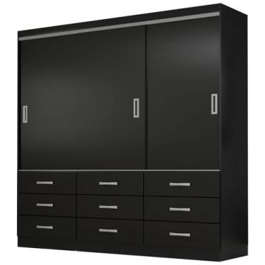 Imagem de Roupeiro isabela 3 portas e 9 gavetas - preto - EVIDENCIA